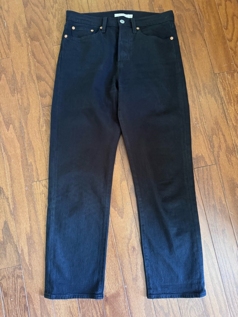 Levi’s Wedgie Straight Black Jeans Women’s 27 High Rise Stretch Minimalist - Picture 2 of 8